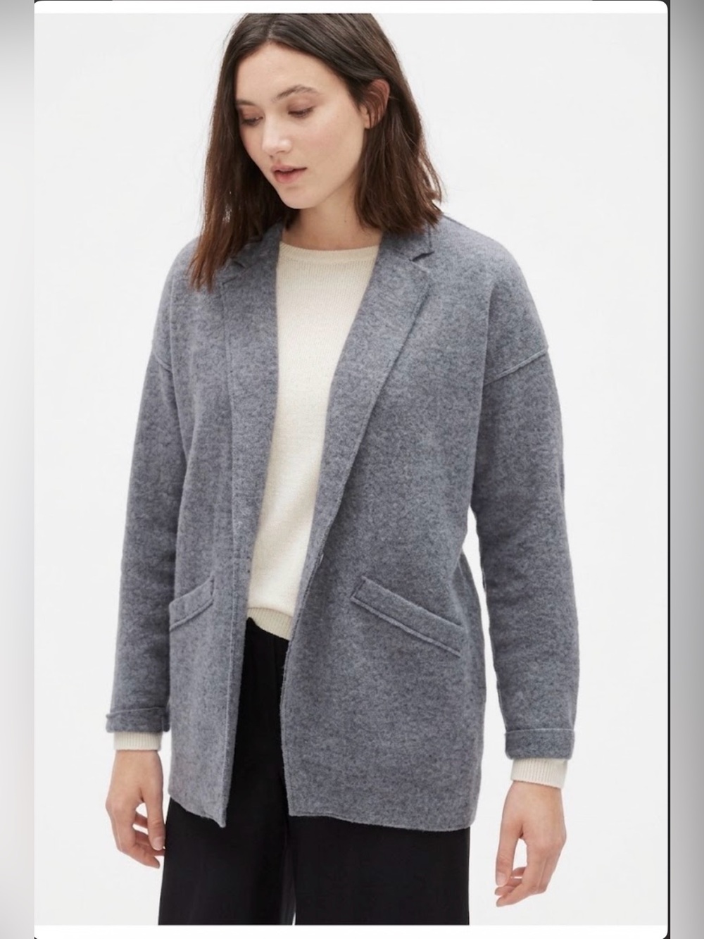 Eileen Fisher 100% Wool Boiled Responsible Coat Cardigan Jacket , SP